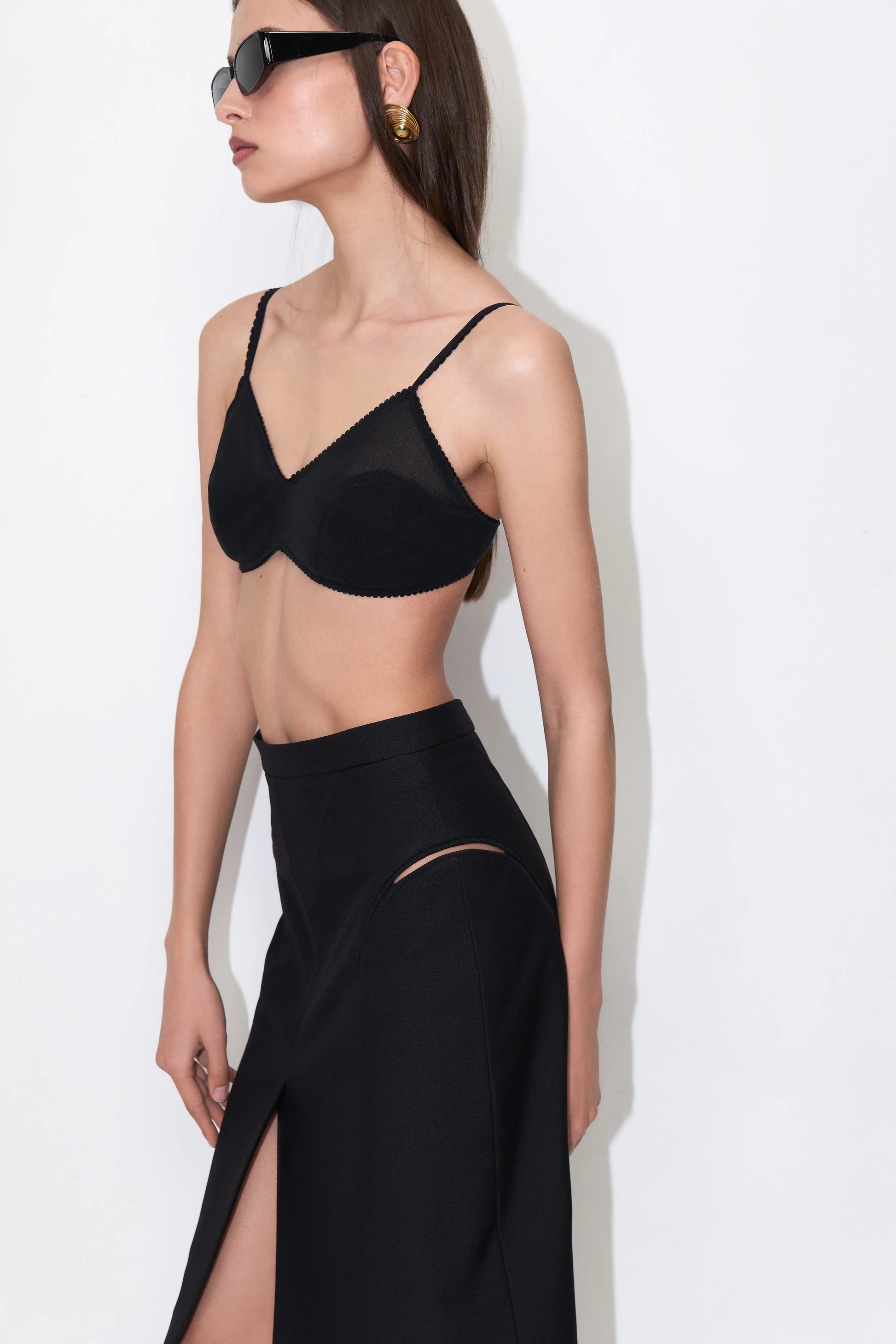 Seamed Bra Top in Black
