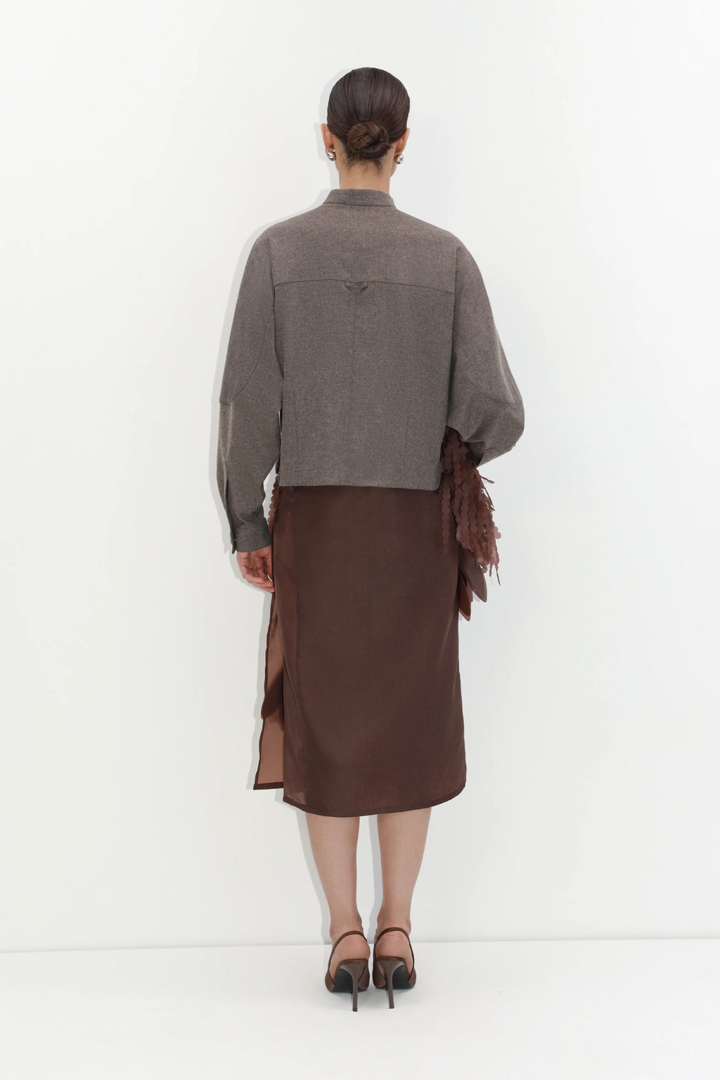 Floral Fringe Skirt in Brown