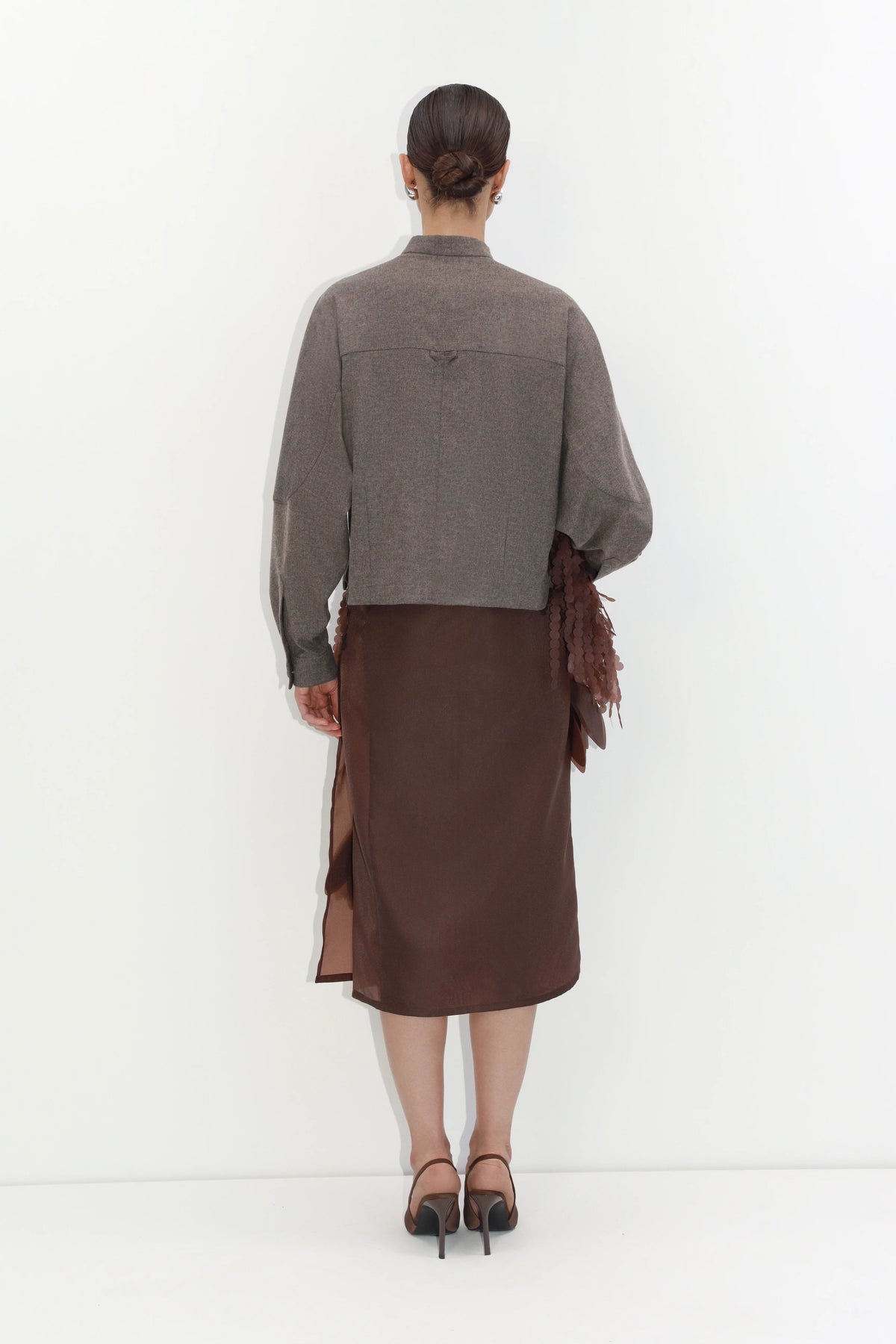Floral Fringe Skirt in Brown