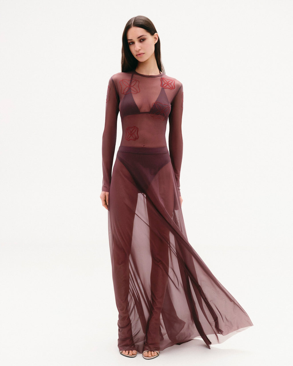 Flowy mesh maxi skirt.