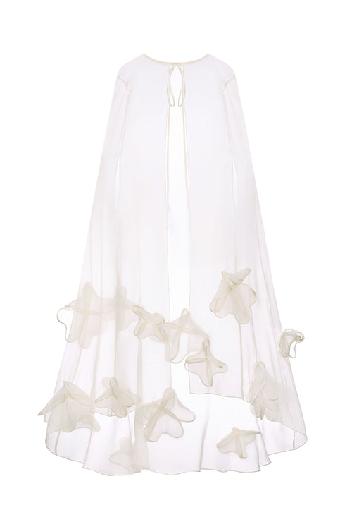 Cape with Handmade Floral Decorative Elements