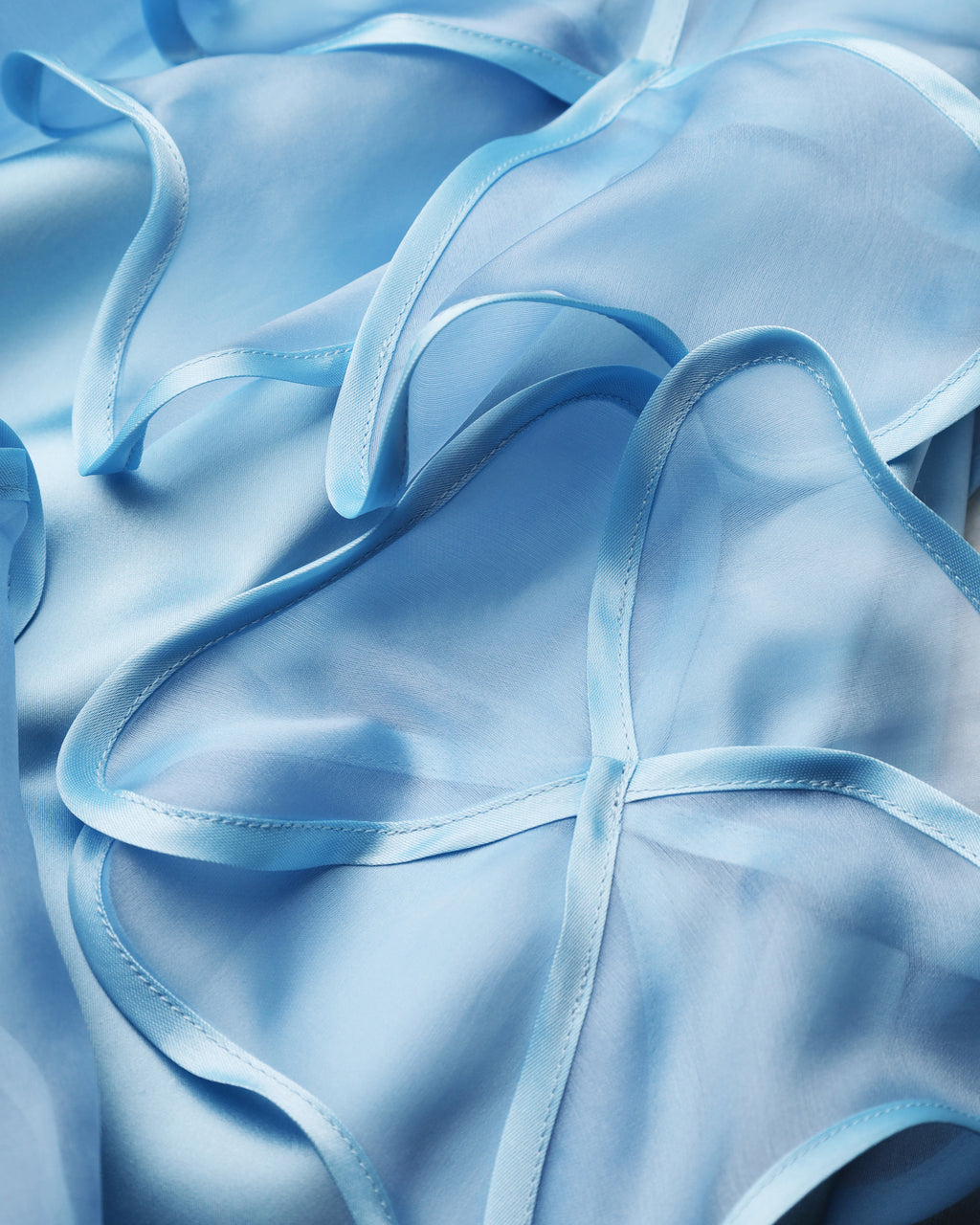 Mini Dress with Handmade Floral Details in Light Blue