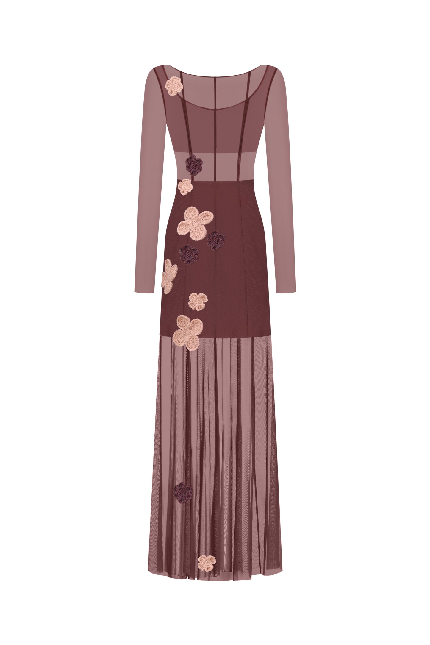 Sheer Floral Appliqué Dress