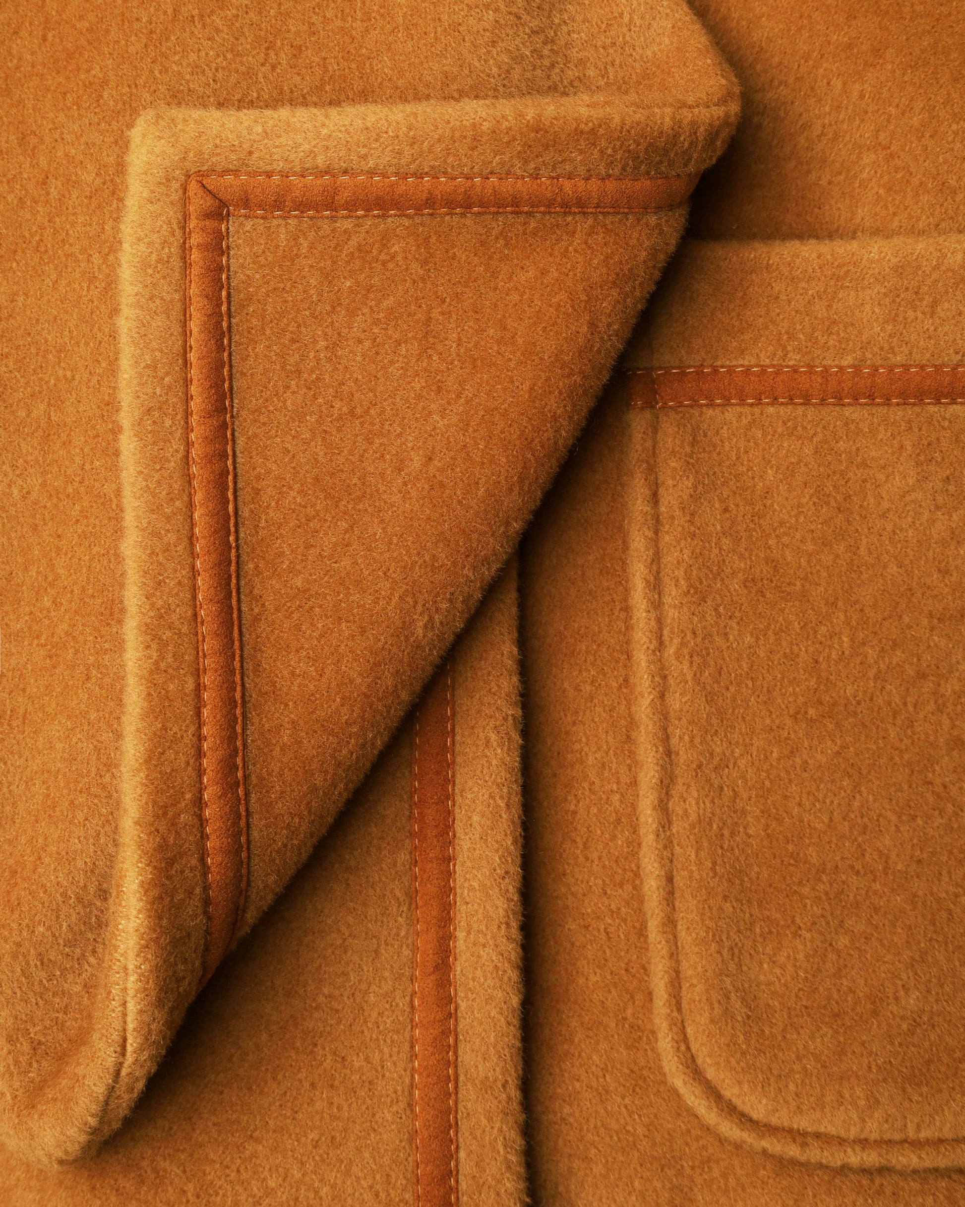 Coat with Attached Scarf in Camel