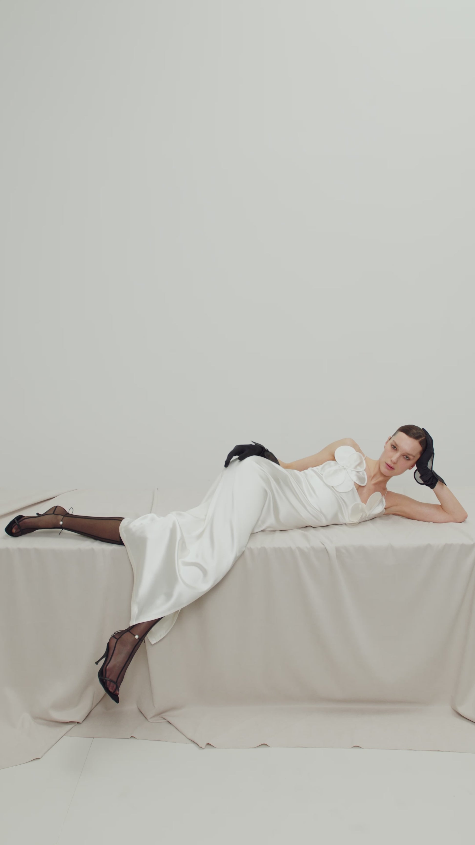 Long-Silhouette Sheath Dress With Delicate Straps and Floral Appliqués