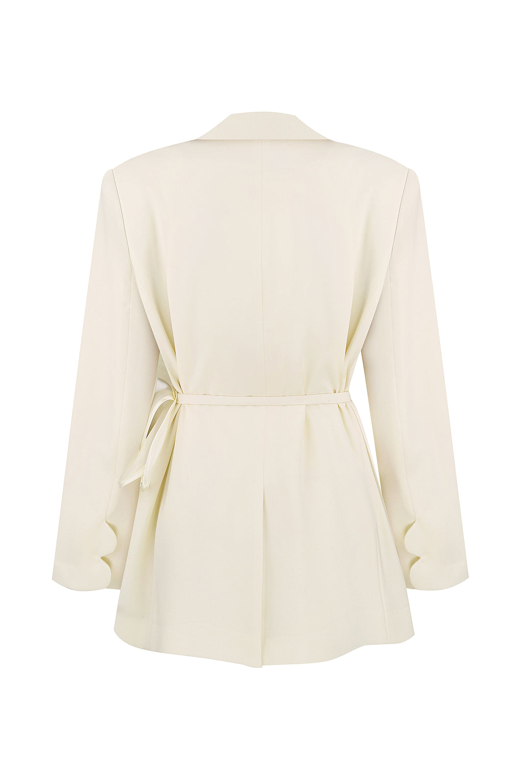 Fitted Single-Breasted Jacket with Decorative Belt in Milk