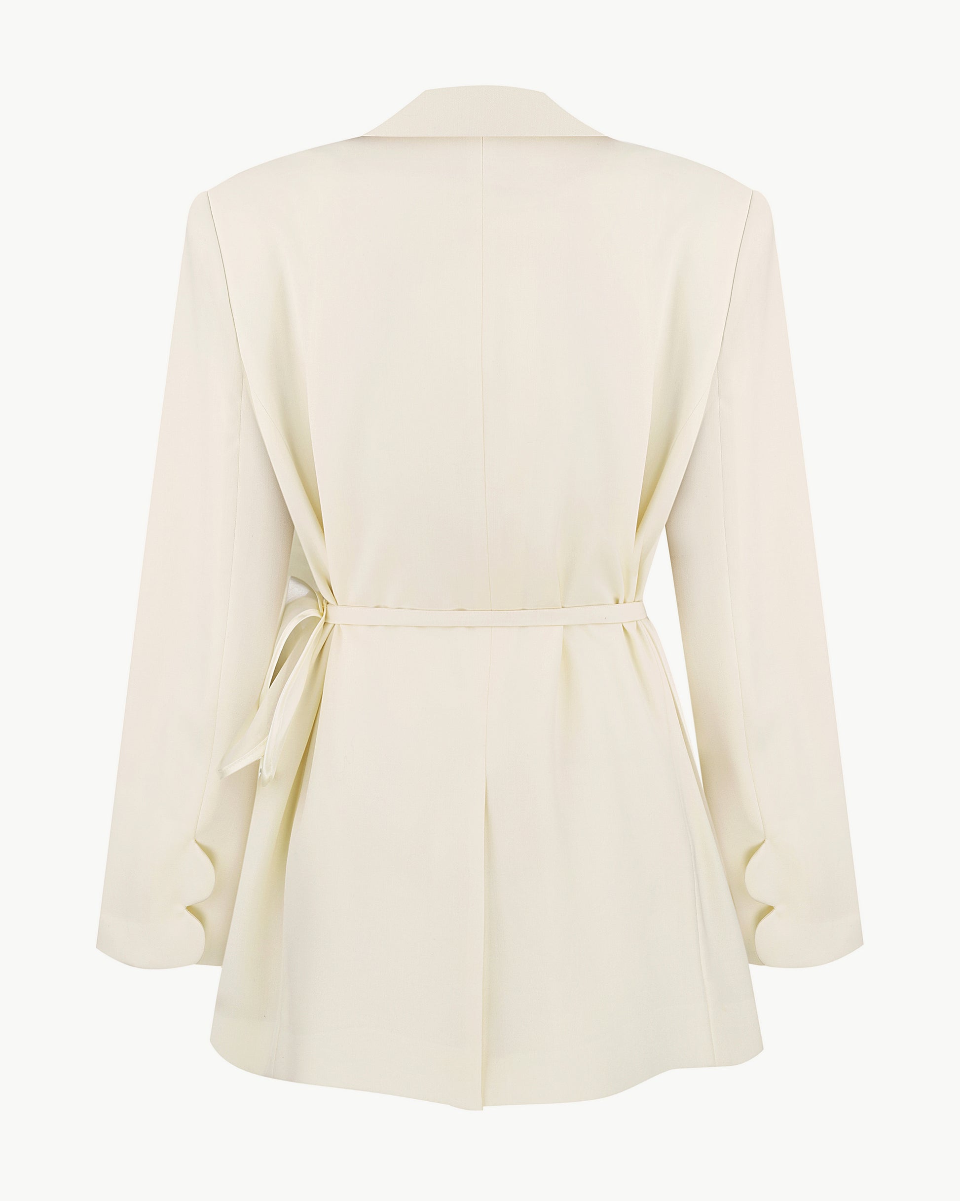 Fitted Single-Breasted Jacket with Decorative Belt in Milk