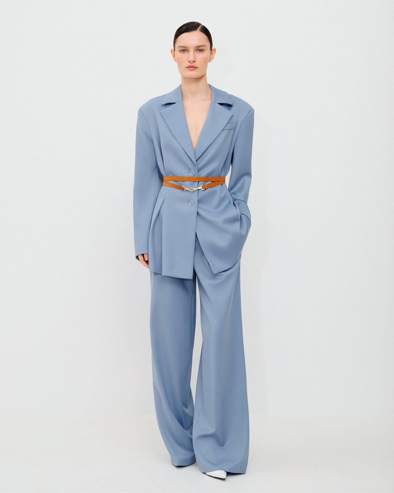 Fitted jacket with decorative belt