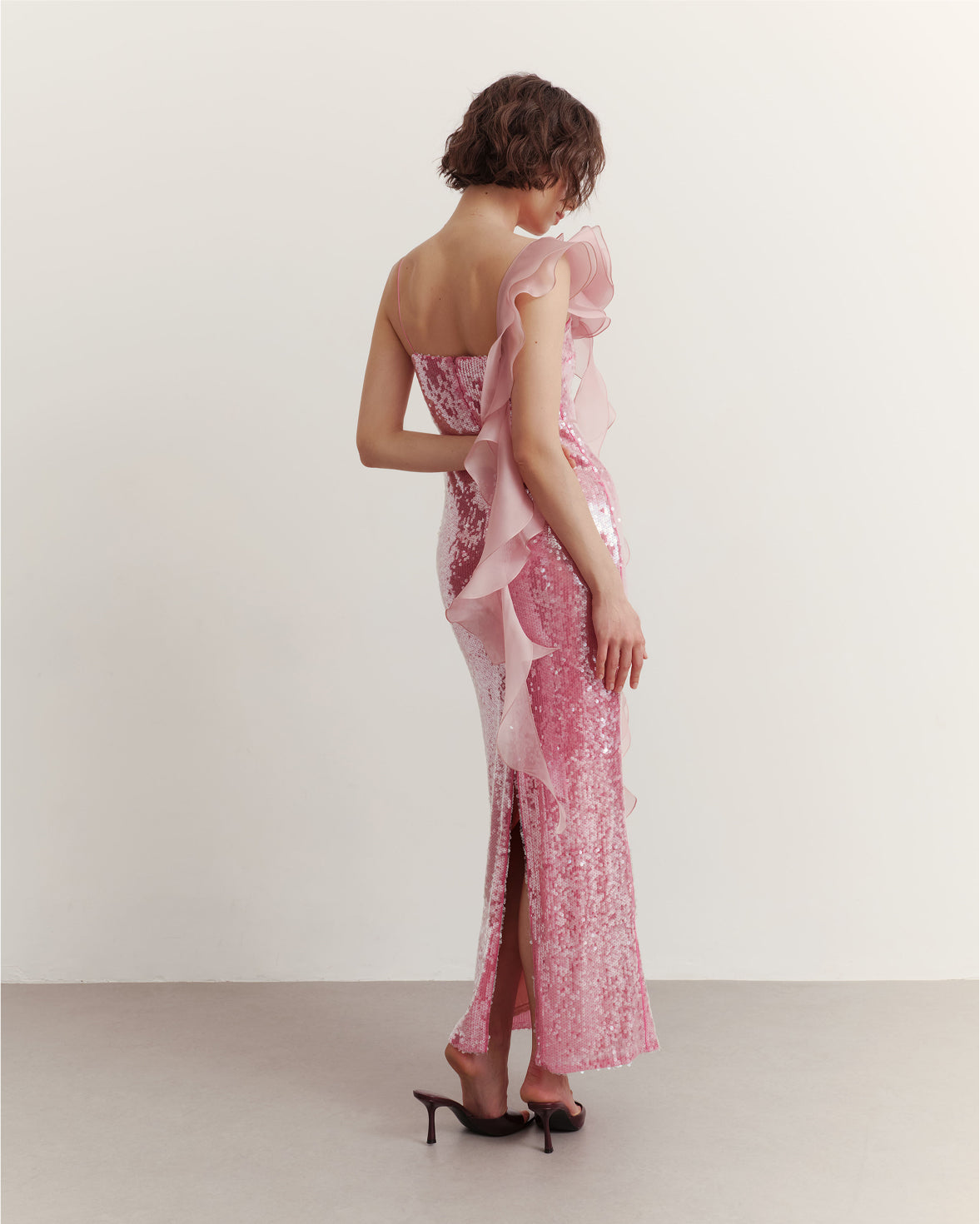 Pink sequin maxi dress