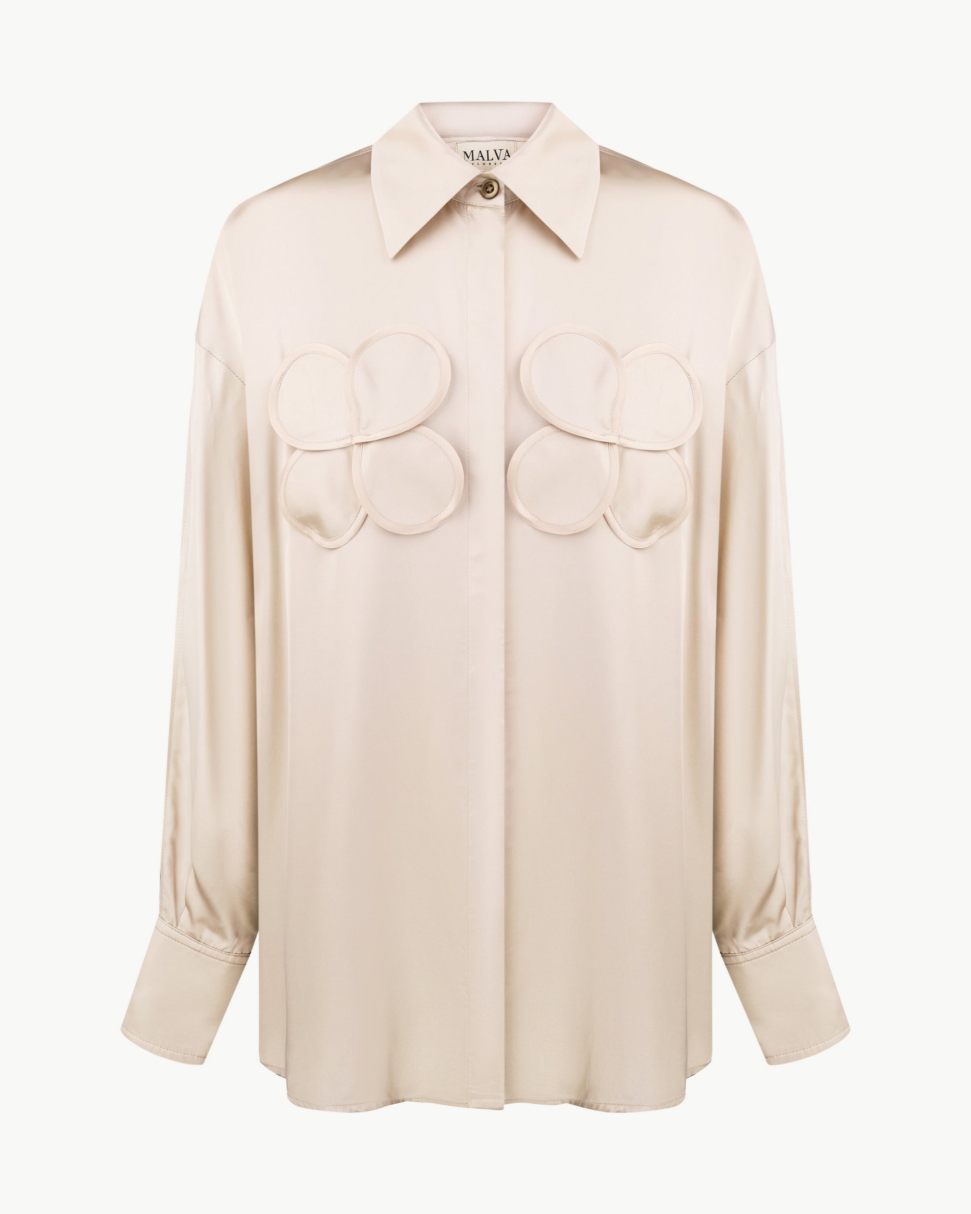 Shirt with Handmade Decorative Elements in Champagne