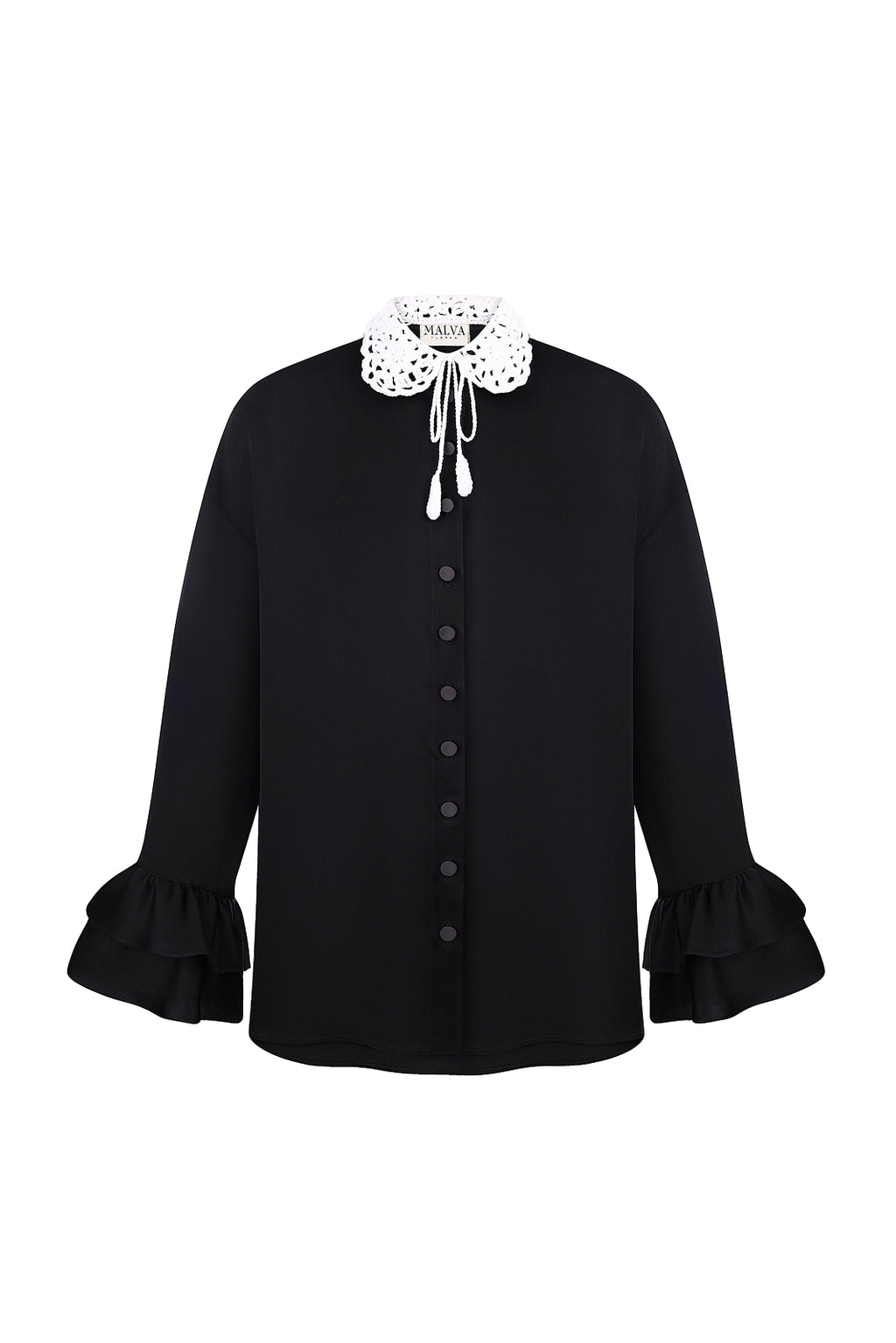 Shirt with handcrafted crochet collar