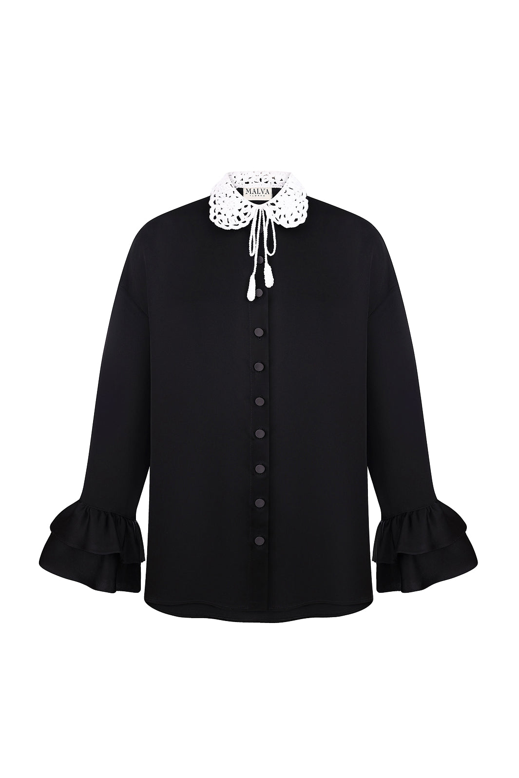 Shirt with handcrafted crochet collar