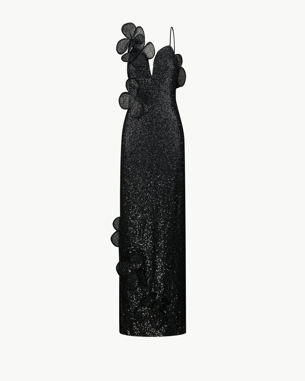 Sequin Maxi Dress on the Straps in Black Color
