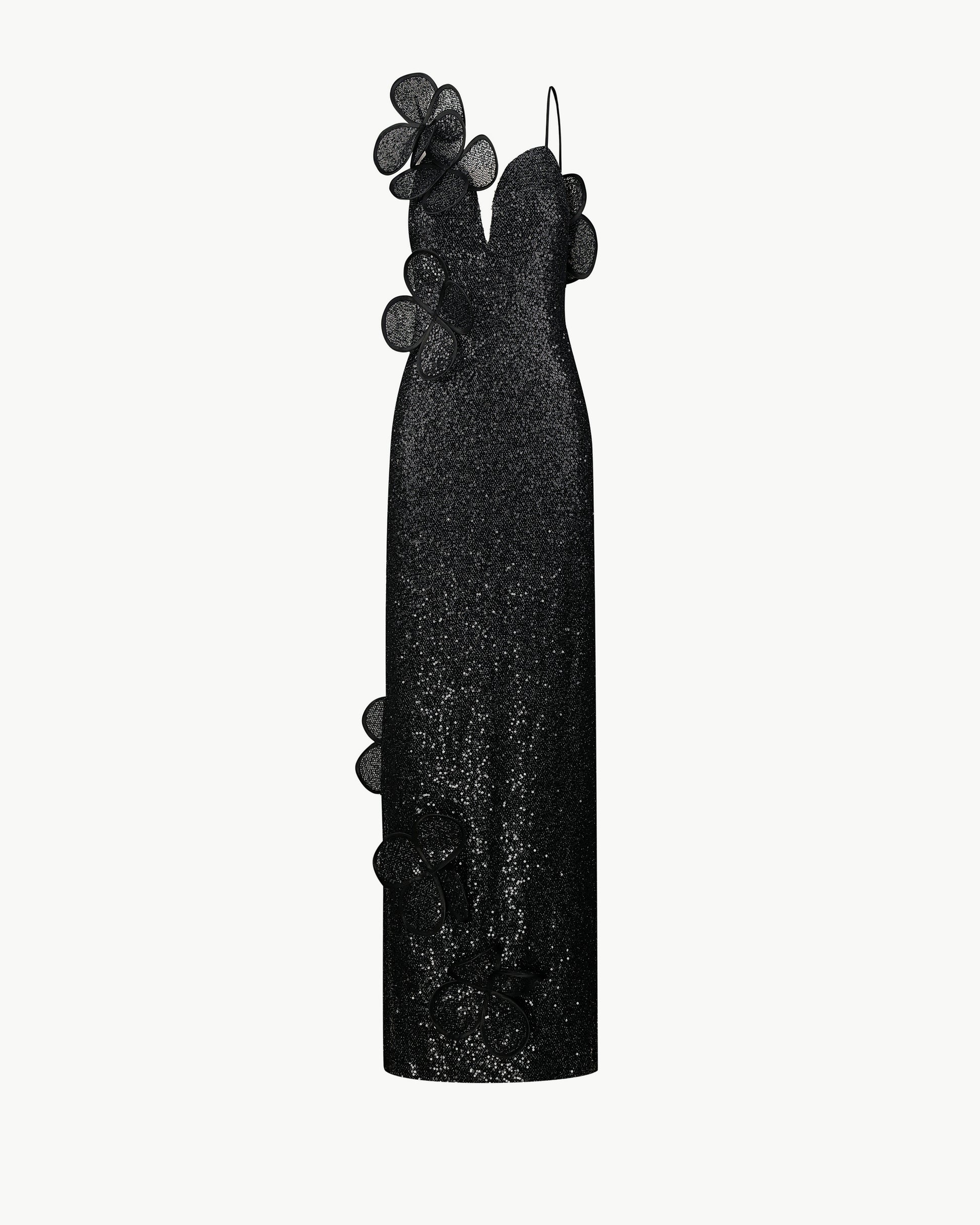 Sequin Maxi Dress on the Straps in Black Color