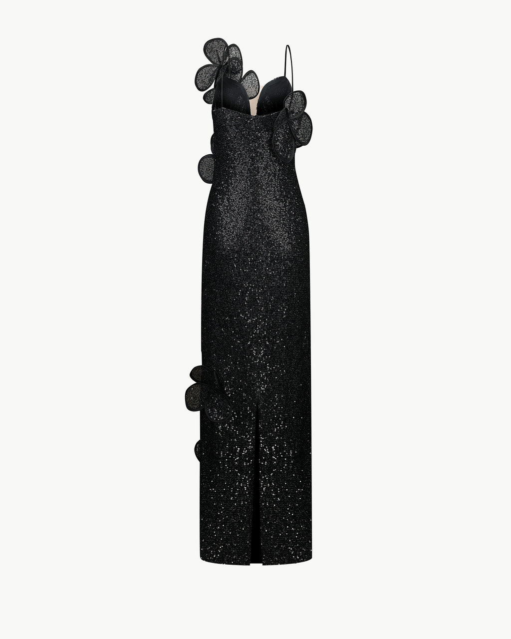 Sequin Maxi Dress on the Straps in Black Color