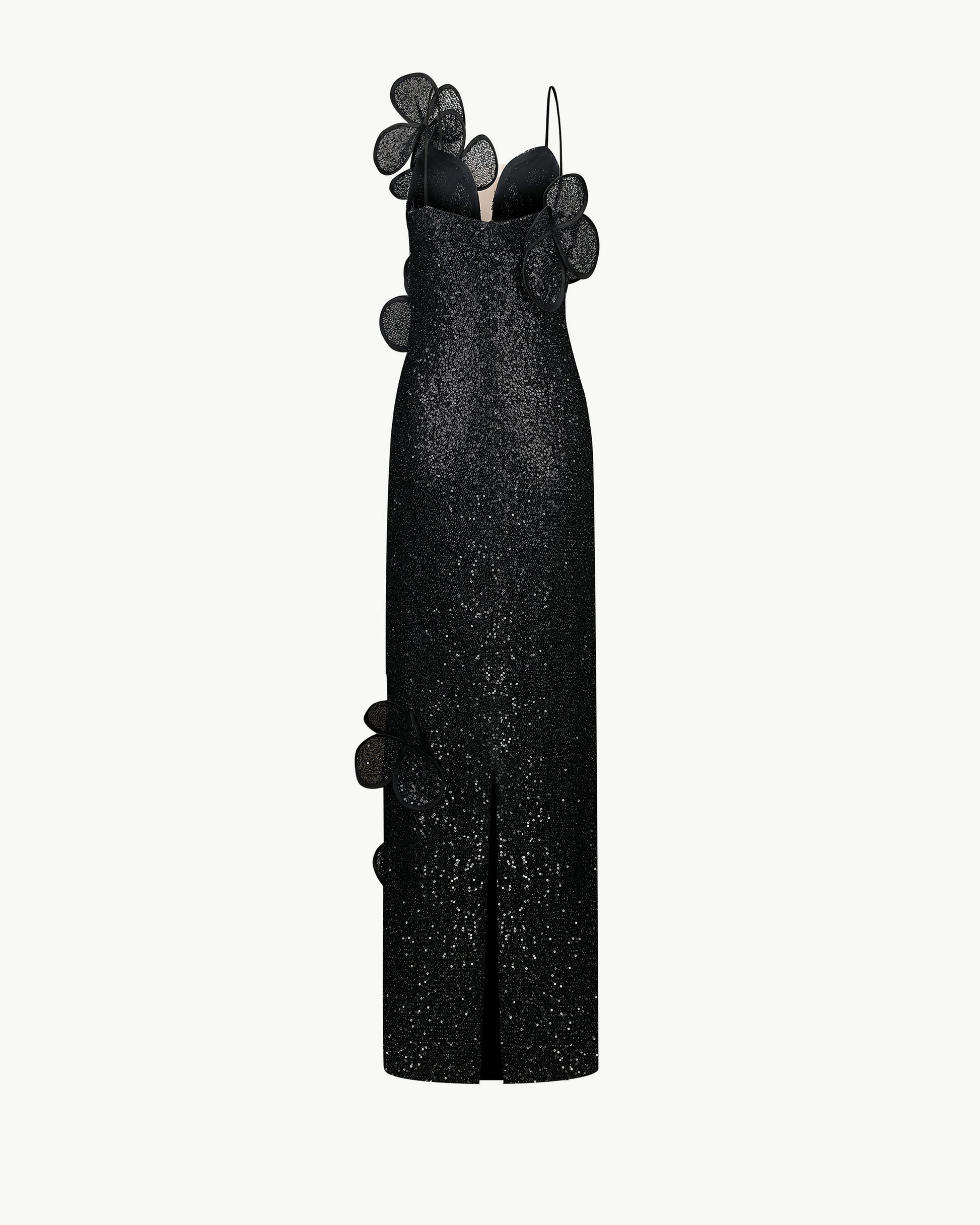 Sequin Maxi Dress on the Straps in Black Color