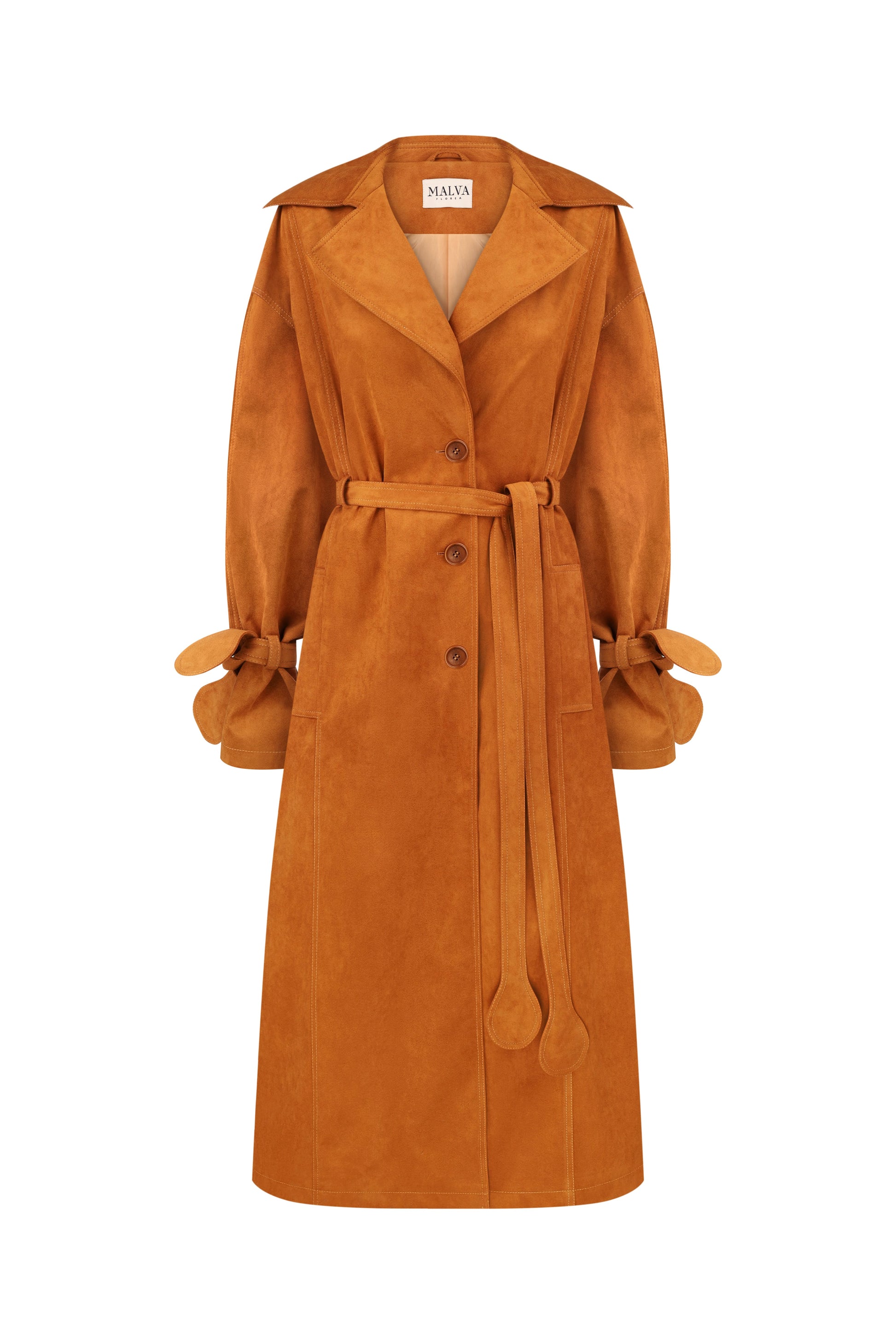Terracotta Single-Breasted Trench with Belt