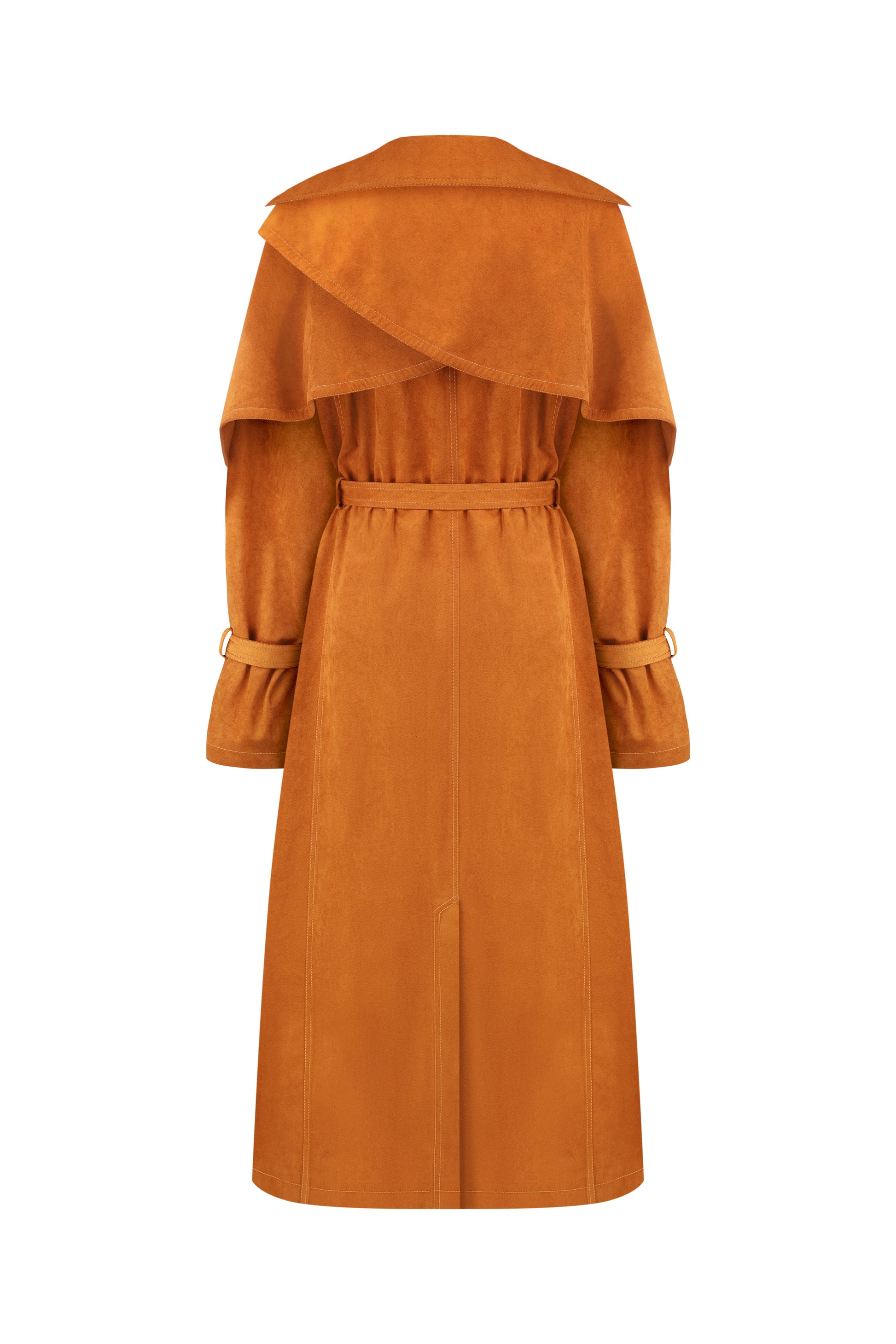 Terracotta Single-Breasted Trench with Belt