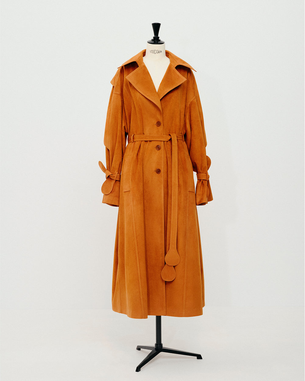 Single-Breasted Oversized Belted Trench Coat with Storm Flap