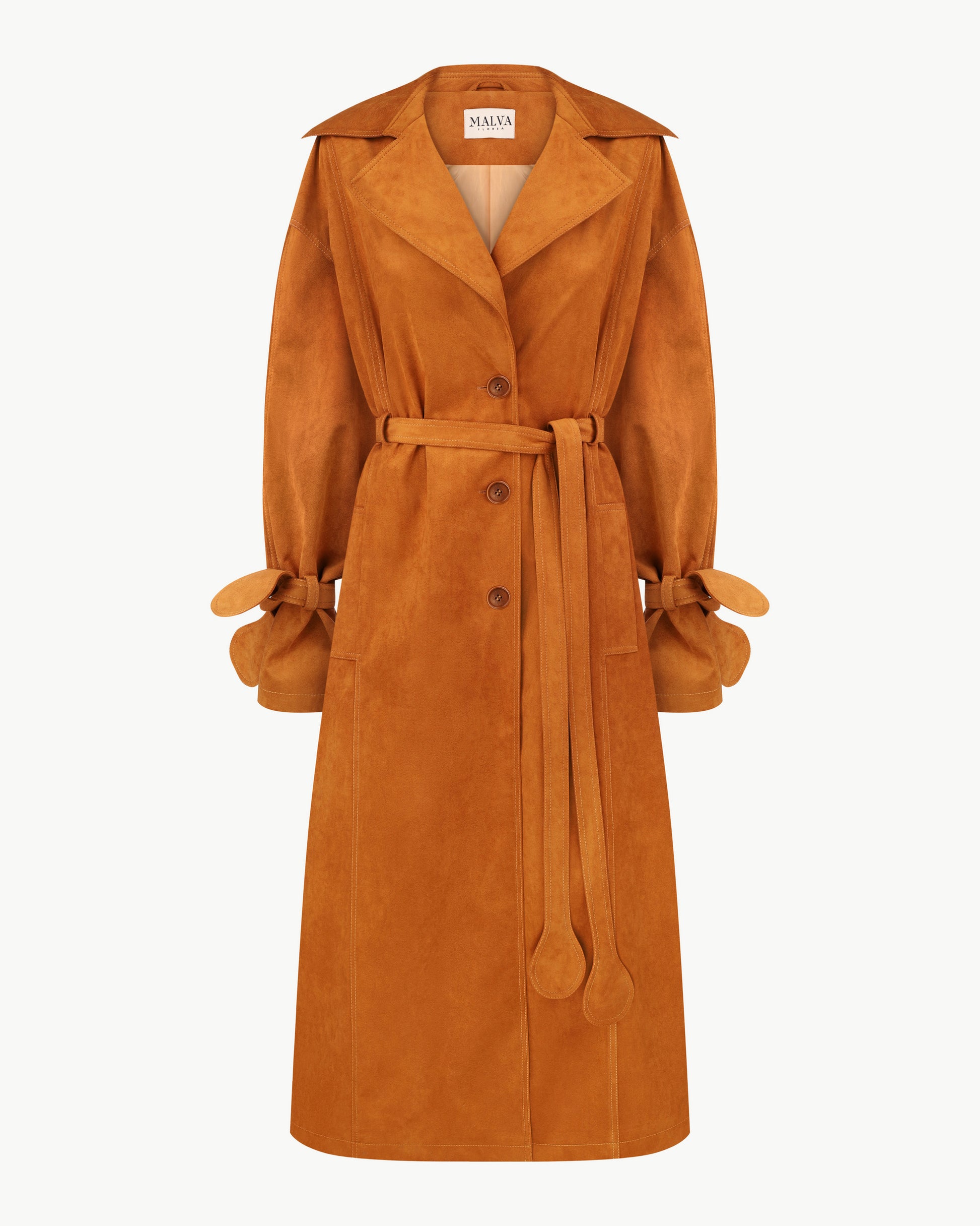 Terracotta Single-Breasted Trench with Belt