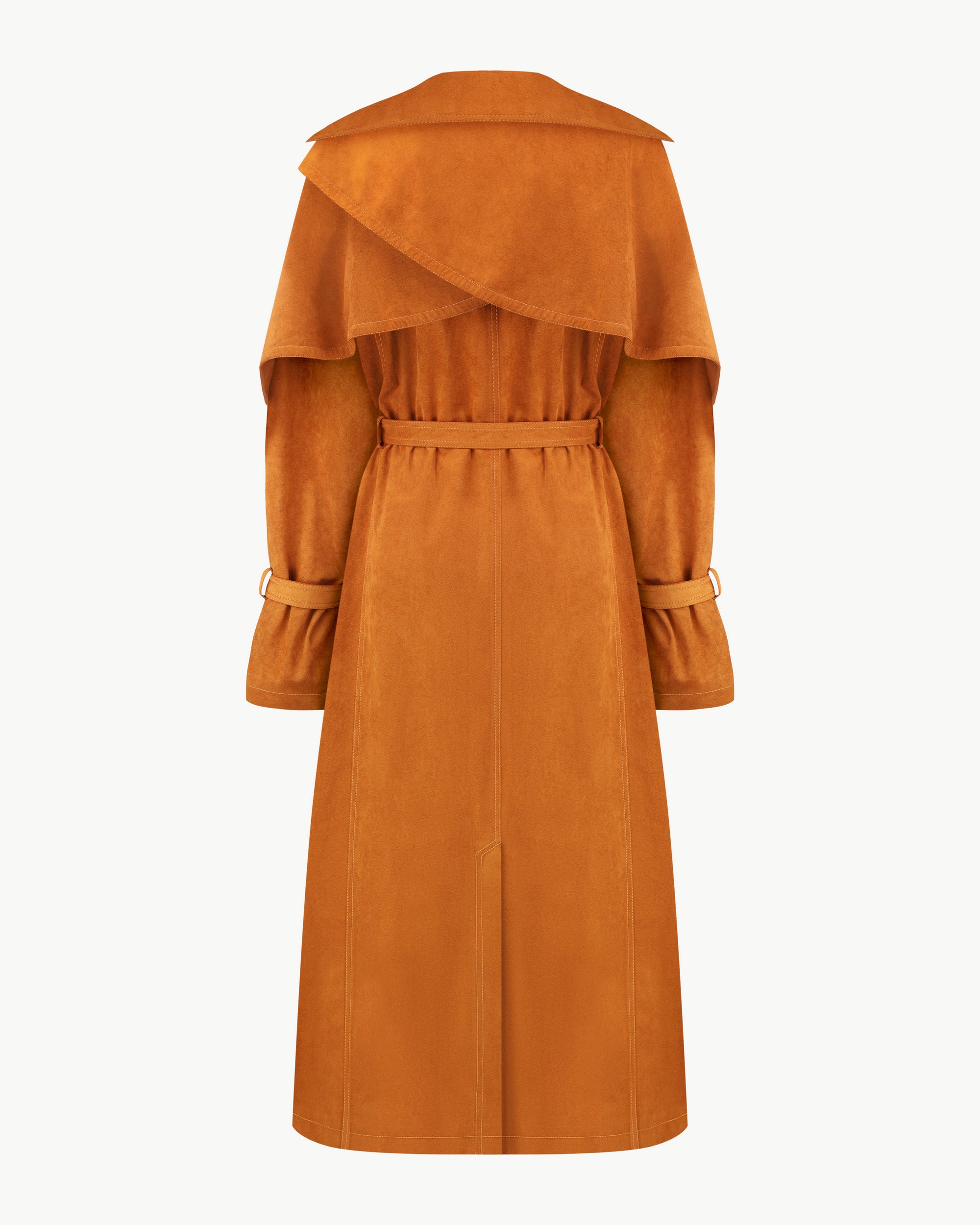 Single-Breasted Oversized Belted Trench Coat with Storm Flap