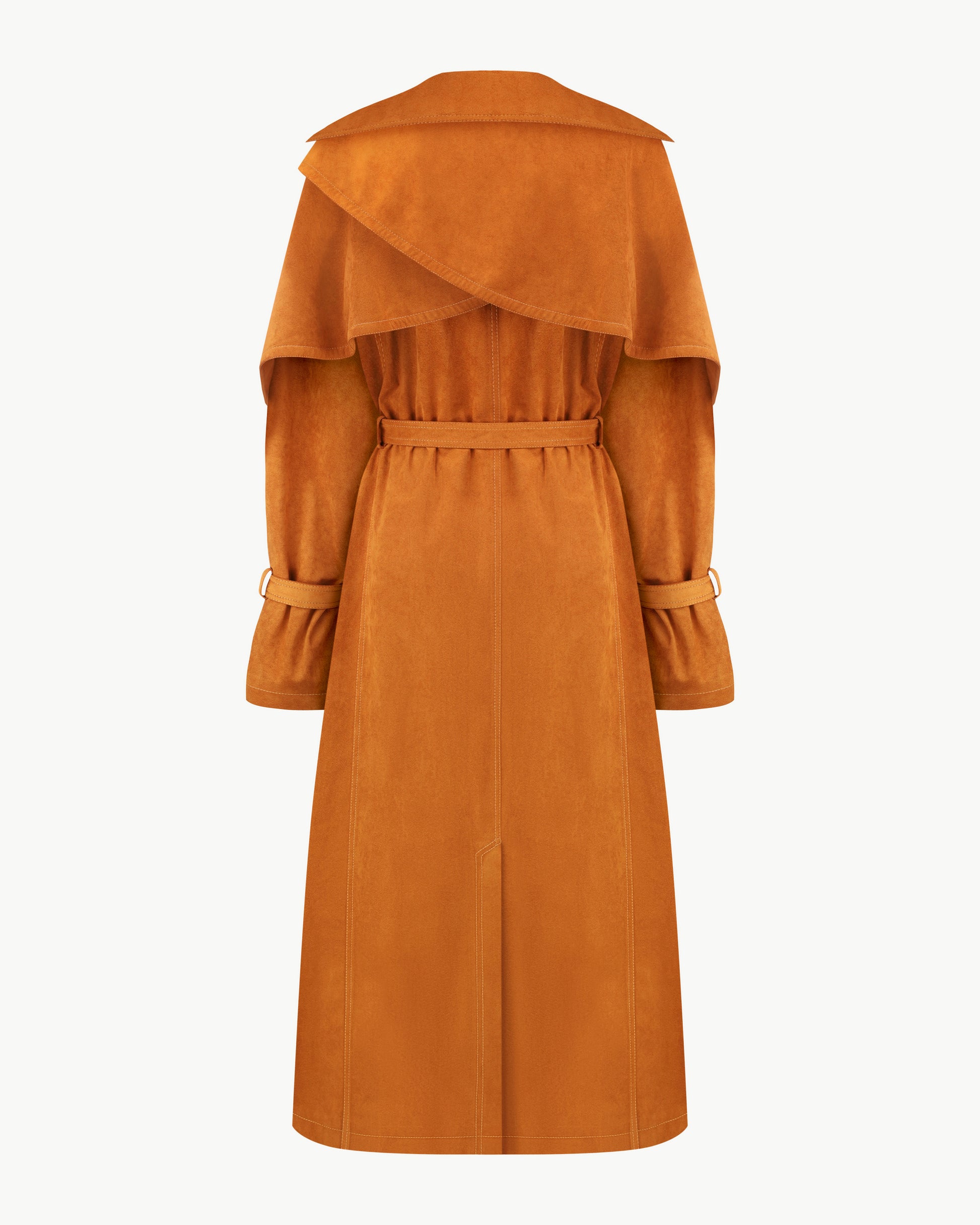 Terracotta Single-Breasted Trench with Belt