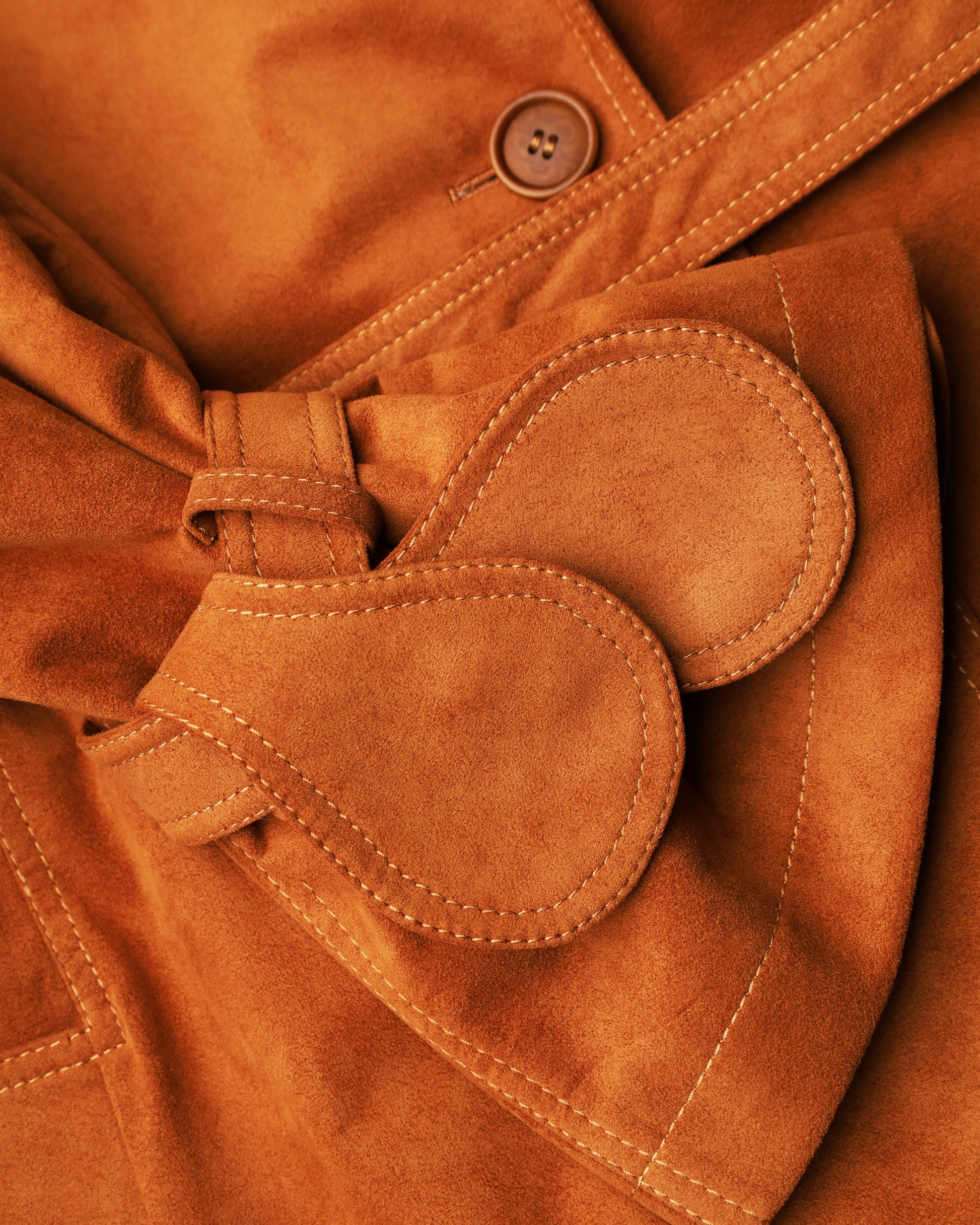 Terracotta Single-Breasted Trench with Belt